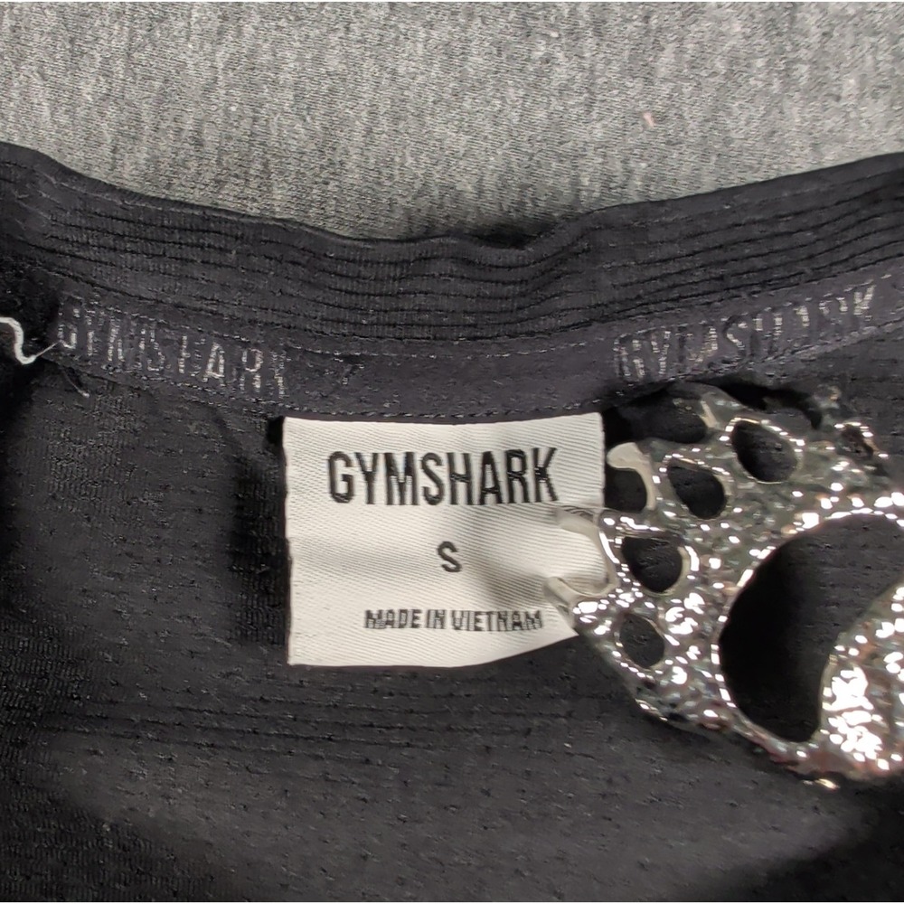 Gymshark Mesh Black Long Sleeve Crew Neck Stretch Athletic Shirt Sz S Training - Picture 5 of 8